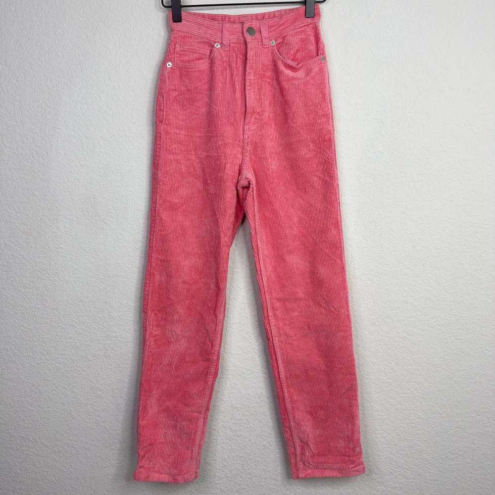 Monki Pants Womens US 22/EUR 32‎ Pink Noa Cord Trousers High Waisted Princess